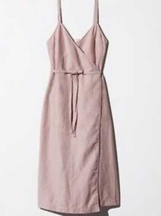 Wilfred Dresses & Skirts - Wilfred Linen Dusty Rose Midi Wrap Dress